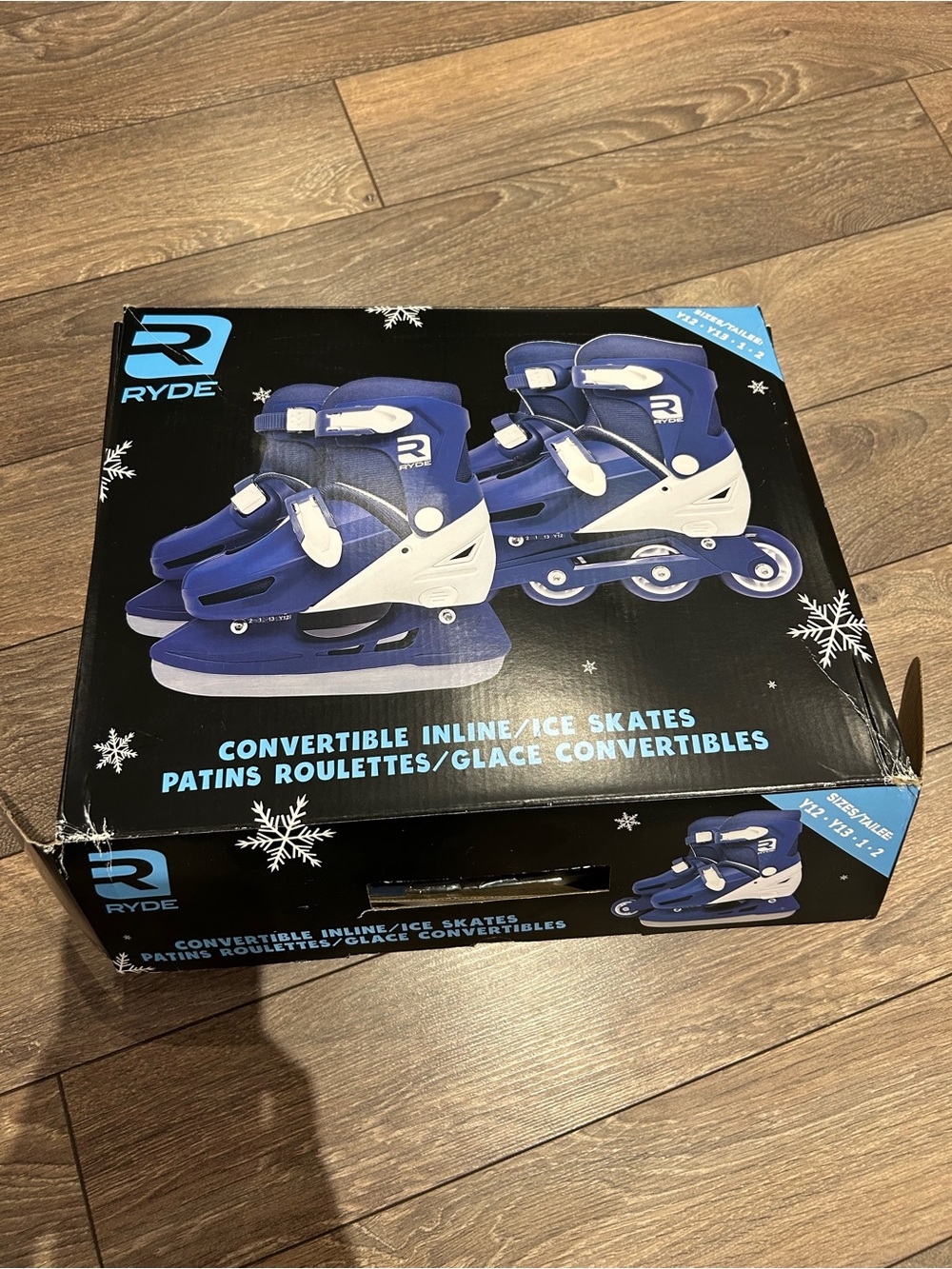 Kids Convertible Inline/Ice Skates - Blue size 12-2